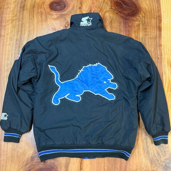 Vintage Starter Jacket Mens XS Detroit Lions Coat Winter Hooded